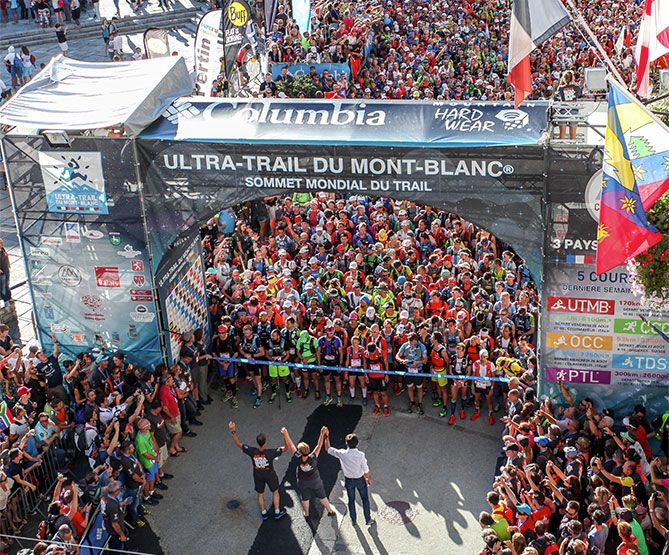 Start line at the Ultra-Trail du Mont Blanc