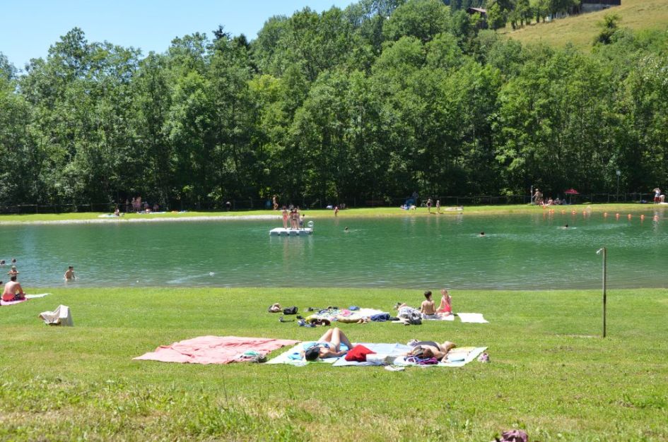 Open water swimming in the Alps during the summer