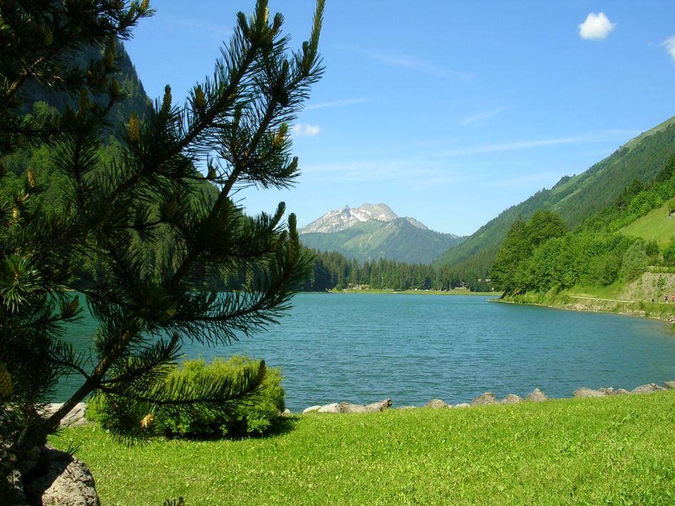 Lake Montriond, Mountains, Summer, Alps