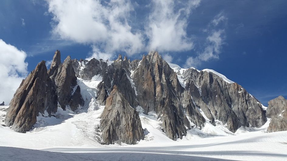 Cliffs and Snow. Mont Blanc Du Tacul.