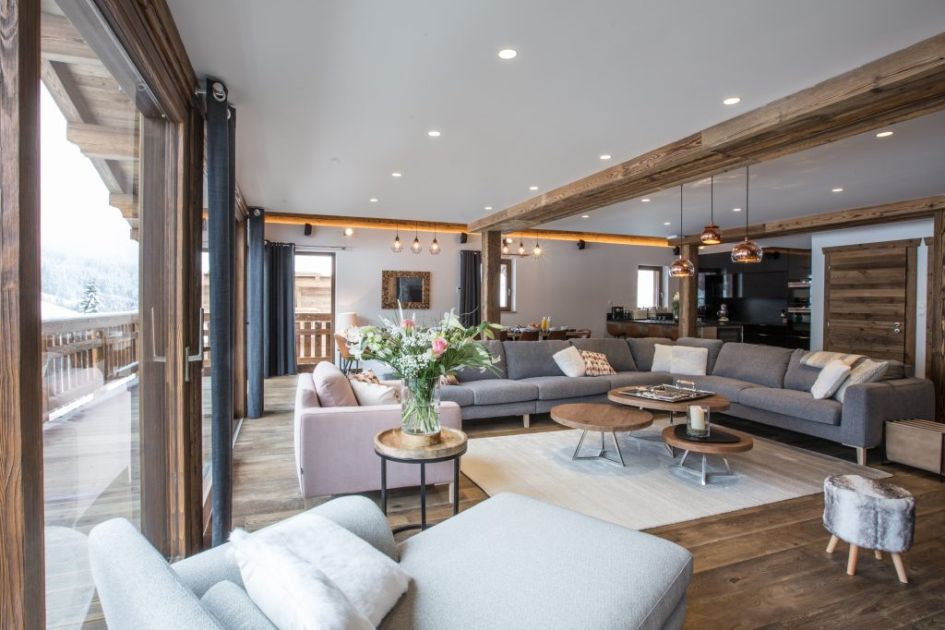 Luxury chalet Clos Saint Jean, Les Gets Open plan living and dining area at Chalet Clos Saint Jean in Les Gets