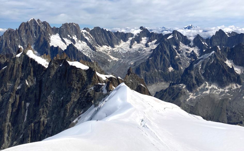 View across the Aiguille du Midi in summer