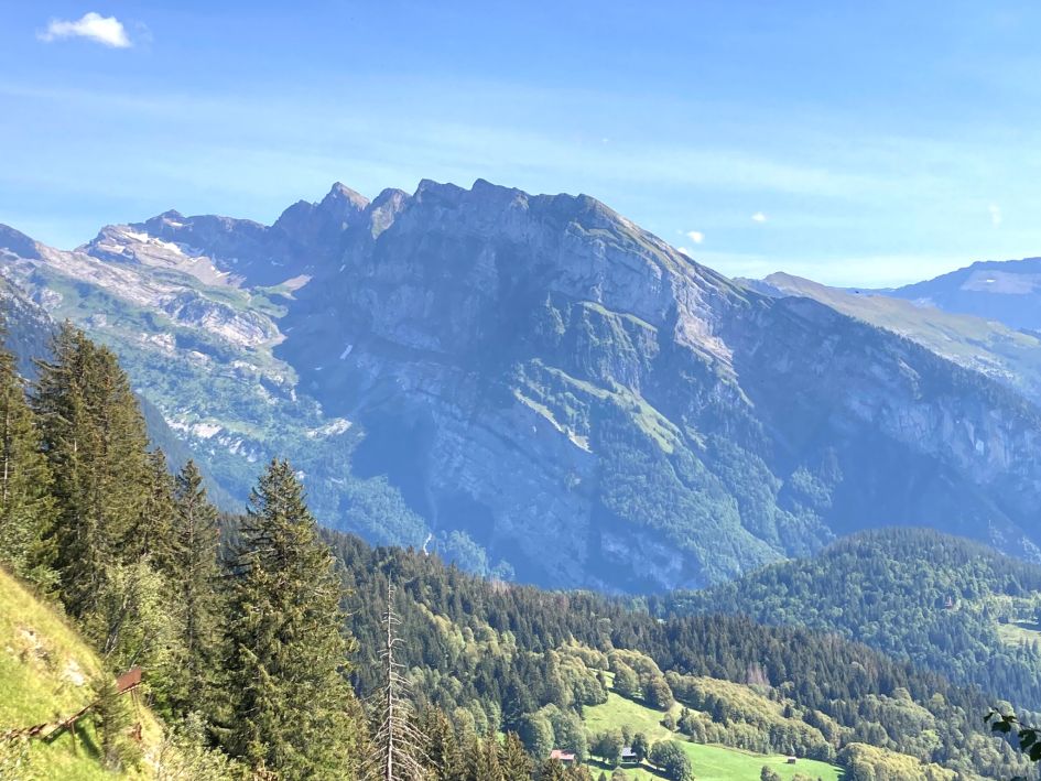 Views across the Portes du Soleil in summer Mountain views on a summer holiday in Les Gets