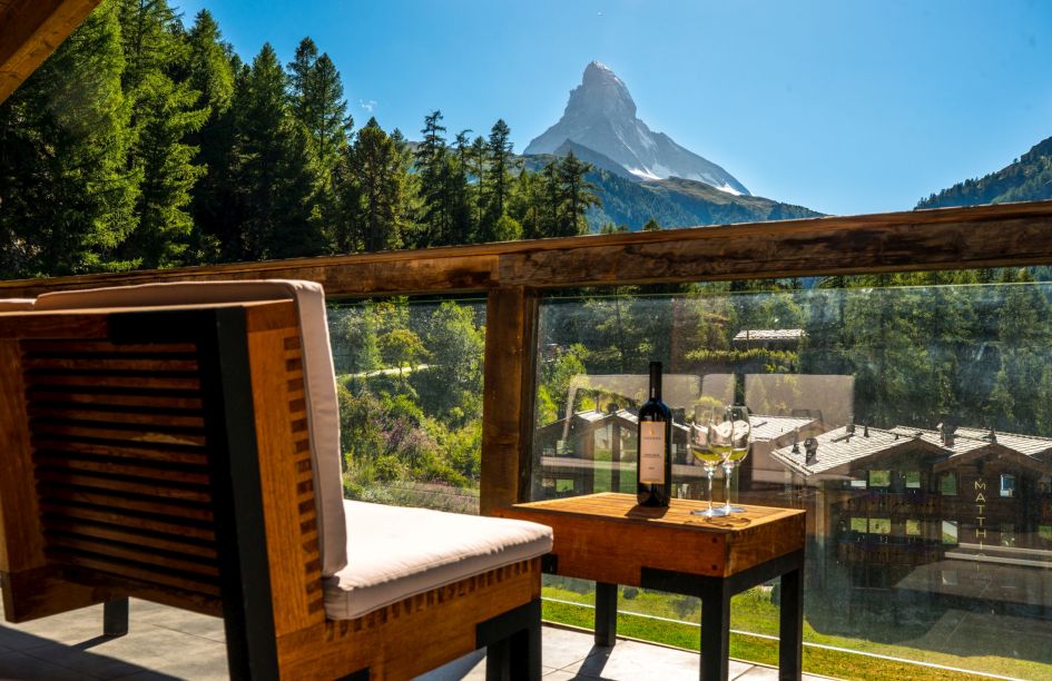 Chalet in Zermatt with balcony view, summer chalet in Zermatt, Zermatt summer chalet with Matterhorn view