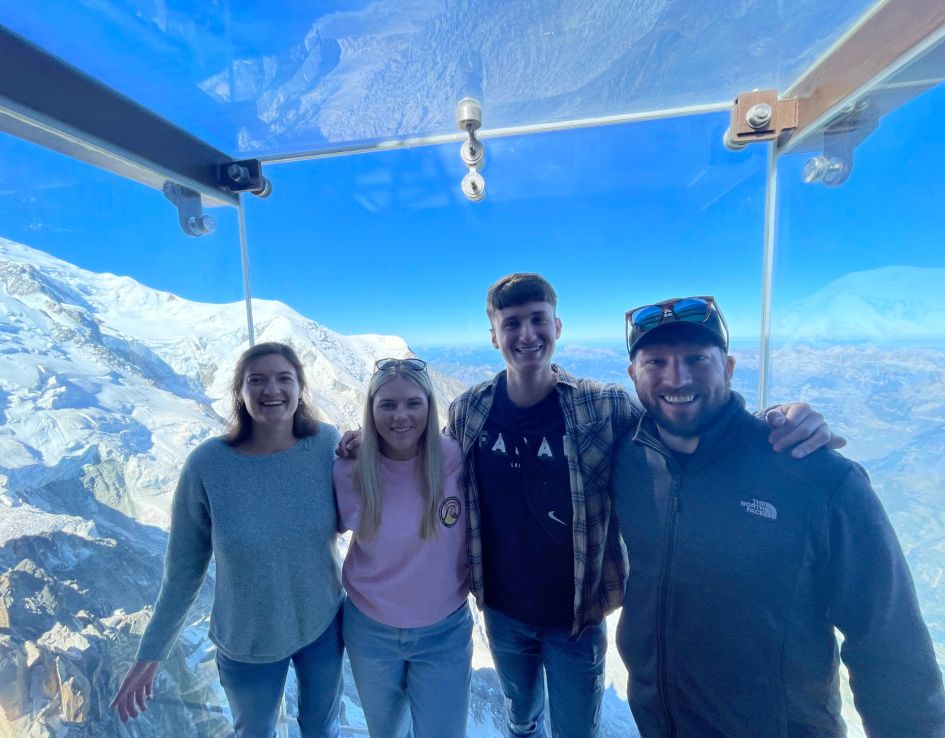 The Step Into The Void glass box, at the top of the Aiguille du Midi, is a must on your Chamonix summer holiday!