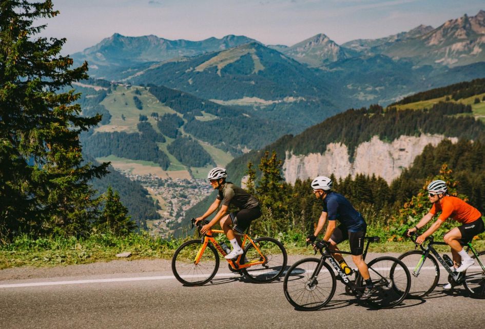 Credit: Sam Ingles via Morzine Tourism A small group of road cyclists enjoying the sunshine and mountain sights in Morzine.